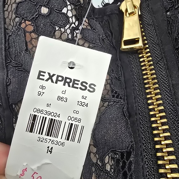 New Express Lace Corset Top Gold Zip Front Bustier Sexy Party Black Size 14 - Picture 5 of 10